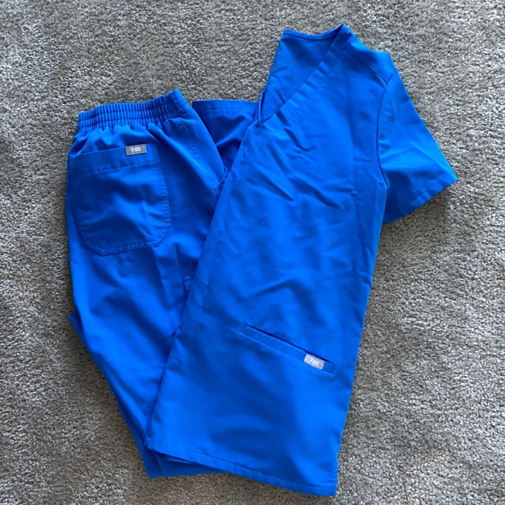 Set of FIGS scrubs, royal blue